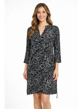 Atmosphere Midi Dress Womens Size 4 Camo Viscose V Neckline Long Sleeve